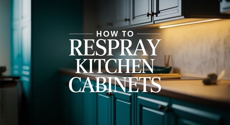 Dublin Kitchen Respray team spraying a kitchen cabinet door