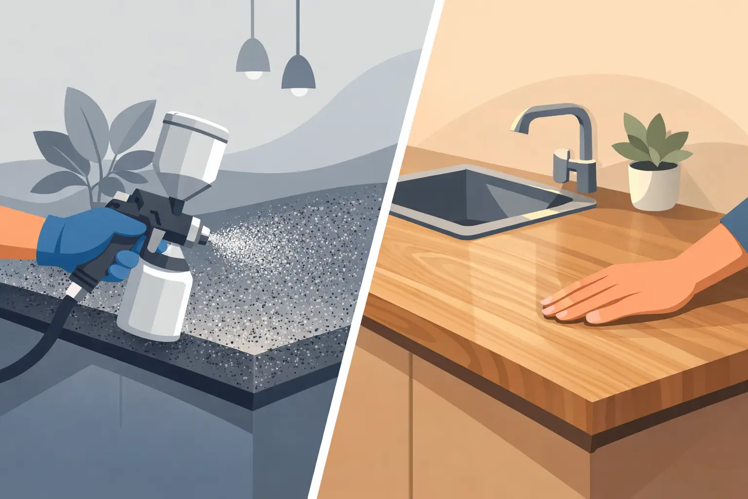 Spray Granite vs Laminate Worktops