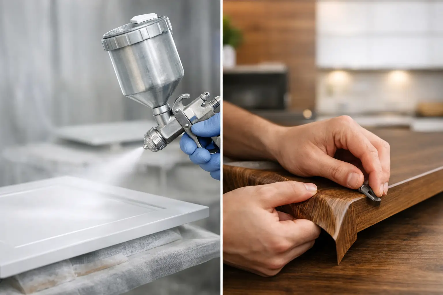 Cabinet Respraying vs Vinyl Wrapping