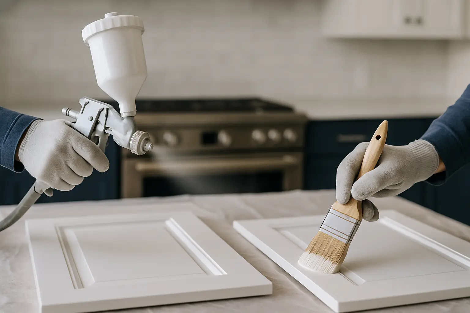 Spray or Hand Paint Kitchen Cabinets?