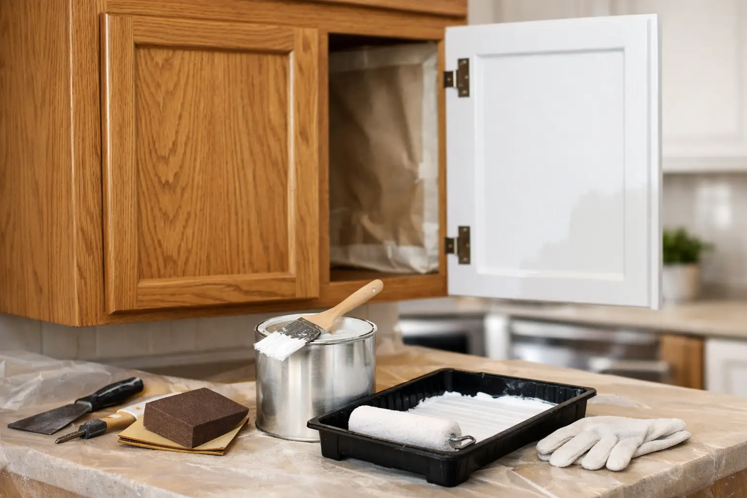 How to Repaint Oak Kitchen Cabinets