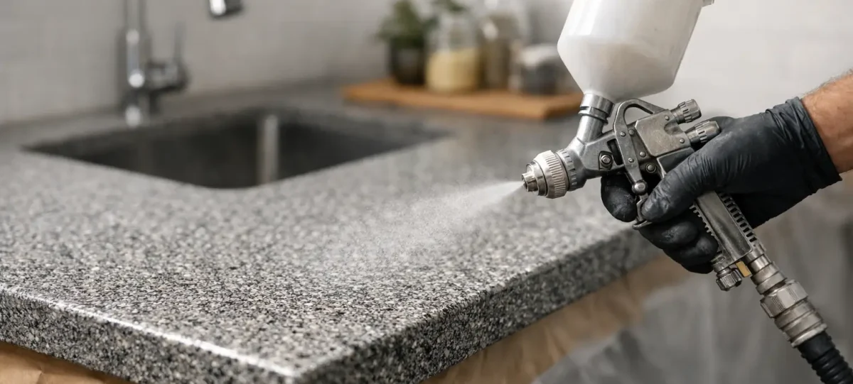 Spray Granite Worktop Makeover in Practice